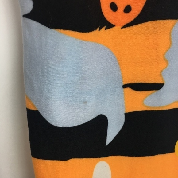 LULAROE Halloween Leggings Ghosts Stripe Black OS One Size Black Orange Spooky - Picture 9 of 10